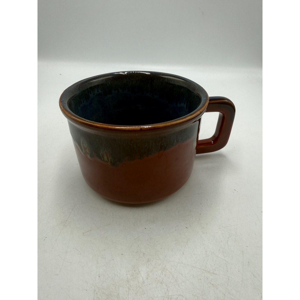 Moose Head Pottery Handcrafted Stoneware Mug Drip Glaze Red Blue Brown